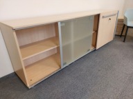 Steelcase szafka ze szkłem , komoda szafka pod RTV , akwarium , brzoza