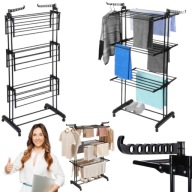 SUSZARKA NA PRANIE VILDE WOLNOSTOJĄCA PIONOWA CZARNA DUŻA METALOAWA XXL