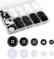 360x Guziki czarne/białe okrągłe guziki, 10/15 / 20mm +zestaw do szycia