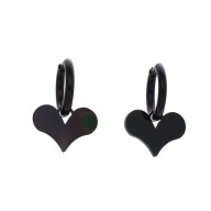 55693 Kolczyki czarna stal chirurgiczna serca serduszka na kółku