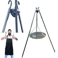 RUSZT STALOWY GRILL NA OGNISKO 70CM TRÓJNÓG DUŻE SOLIDNE PALENISKO OGRODOWE