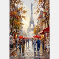 Stare miasto Paryż Wieża Eiffla obraz na płótnie 55x80 ludzie jesień ulica