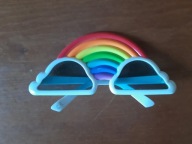 Okulary plastikowe urodzinowe imprezowe - tęcza / chmury