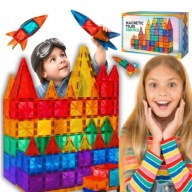 KLOCKI MAGNETYCZNE XXL DUŻY ZESTAW 3D DLA DZIECI 109 SZT SAMOCHODY + TORBA