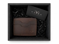CAVRA Palm etui na karty handmade skórzane brązowe opcja pudełka
