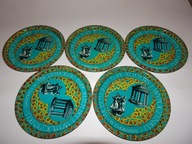 Taca litografowana PRL 5 sztuk, WPKiW w Chorzowie, tace PRL, vintage