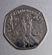 Wyspa Man 50 pensów 2024r. przedstawienie Piotrusia Pana - Kapitan Hook