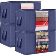 Organizer pudełko pojemnik tkaninowy na ubrania rzeczy niebieski 84 L 4 szt