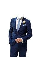 Garnitur Wełniany Młodzieżowy Męski Granatowy SLIM ELVAS PAWO 182/96