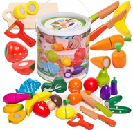 Zestaw drewnianych owoców i warzyw do krojenia Doris wielokolorowy dzieci