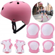 Zestaw Kask Ochraniacze Rower Rolki Dla Dzieci Różowy 48-56cm