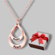 Naszyjnik dwie krople - grawer gratis - napis - prezent