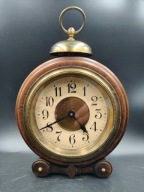 Stary piękny przedwojenny zegar Junghans Corona z budzikiem, sprawny