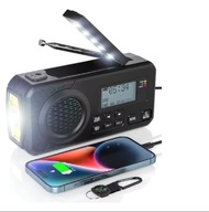 Radio awaryjne z korbą solarne DAB+/FM/BT z alarmem SOS 5000 mAh Power Bank