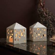 KAHLER Kähler URBANIA ŚWIECZNIK LAMPION DOMEK PORCELANA 12cm.