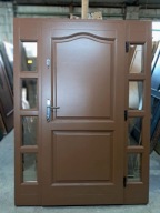 DRZWI Zewnętrzne Drewniane Sosnowe z Doświetlami Wejściowe 148x202cm