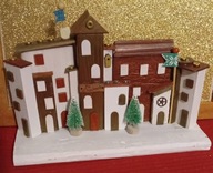 Domek zimowy, ozdoba, święta, dekoracja, 2 choinki