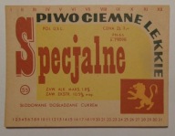 STARA ETYKIETA PIWO CIEMNE LEKKIE SPECJALNE BROWAR LWÓWEK ŚLĄSKI