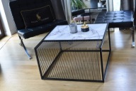 Stolik kwadratowy ława marmur biały