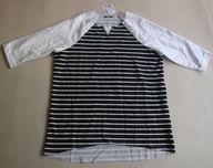 TEZENIS bluzka bluza dresowa paski biała czarna desigual 36 38 S M