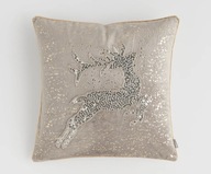 Świąteczna poszewka beżowa z reniferem home&you haftowana elegancka złota