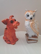 Sowa + Piesek--lampki z PRL