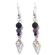 TUA07 Kolczyki kamienie TURMALIN i AMETYST