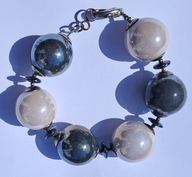 Bransoletka korale ceramika/metal hand made 16 -20 cm obwód dłoni , BDB