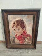 Obraz płaczący chłopiec drewniana rama reprodukcja (Carlo Parisi)