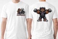 Koszulka męska L BEAST MODE kulturysta, przód tył, biała T-shirt gym street