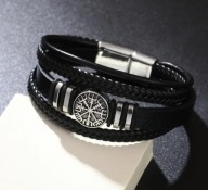 Bransoletka Skórzana Viking Kompas Wikinga z Paskami