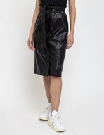 Edited czarna spódnica eko skóra XS 34 prosta midi wiązana