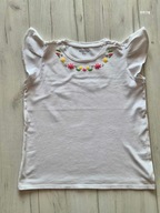 RESERVED KIDS Koszulka t-shirt z falbaną wypukły nadruk 152 biały