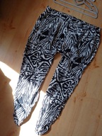 janina 46 spodnie chinos materiał białe czarne na gumie wysoki stan proste