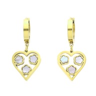 55813 Kolczyki złota stal chirurgiczna serca z kwiatuszkami