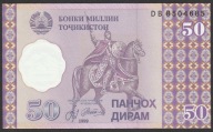 Tadżykistan 50 diram 1999 - DB - stan bankowy UNC