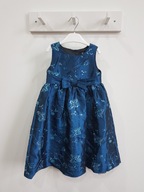 F&F niebieska elegancka sukienka bez rekawów kokarda 104 cm