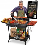 GRILL ELEKTRYCZNY STOJĄCY 2400W MOBILNY OGRODOWY DOMOWY XXL + E-BOOK GRATIS