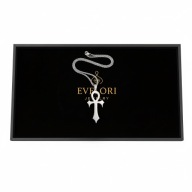 Naszyjnik Krzyż Ankh Srebrny Ostry Sztylet Goth Punk Stal