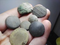 6 chłopskich guzików XIX wiek Stare guziki chłopskie Część ornamentowana