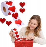 NAKLEJKA SERCE CZERWONE SERCA WALENTYNKI PREZENT ROCZNICA 500 SZTUK PARA