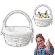 KOSZYK WIKLINOWY WIELKANOCNY DEKORACYJNY KOSZYCZEK DO ŚWIĘCONKI BIAŁY 23CM