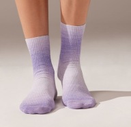 CALZEDONIA skarpetki fioletowe lila brokatowe glitter cieniowane tie dye