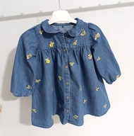 Sukienka jeansowa w kwiaty oversize rozmiar 92cm 2 lata