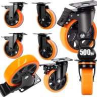 KÓŁKA OBROTOWE KOŁA SKRĘTNE ZESTAW 4 KÓŁKA TRANSPORTOWE 125 MM + HAMULEC