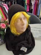 Czapka i szalik kaszmir, komplet czarny r. Uni Italy !!!