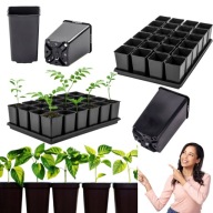 DONICZKA DO ROZSADY PRODUKCYJA 9x9x14CM KWADRATOWE Z PODSTAWKĄ 24SZT ZESTAW