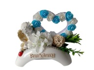 Stroiki Na Cmentarz – Anioł Z Sercem Róże Biel - Błękit