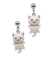 Kolczyki z kotkami 3D, białe