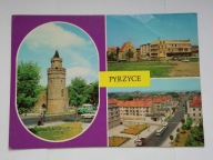 PYRZYCE - Baszta Sowia, biblioteka, dom towarowy Słowianin - pocztówka